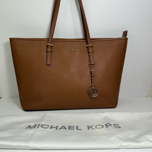 Michael Kors Jet Set Tote Luggage Brown Saffiano Large - Picture 3 of 14